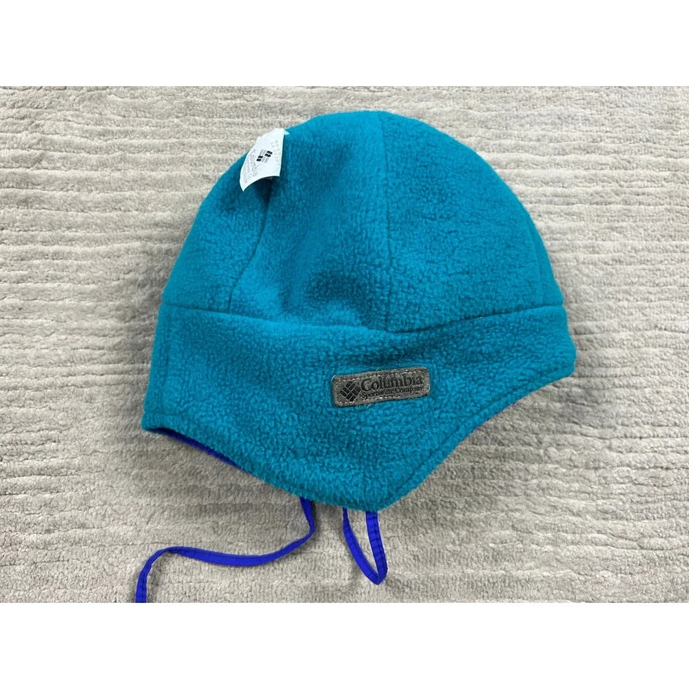Columbia Earflap Hat Youth L/XL Purple Blue‎ Teal Reversible Fleece Made in USA